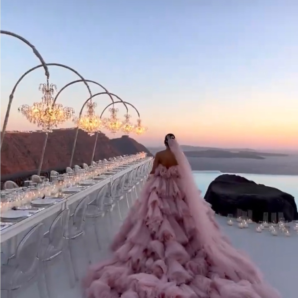 Tiered tulle wedding gown